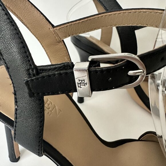 Lauren Ralph Lauren Gwen Houndstooth Black And White Leather Sandal Size 5.5 B - Picture 4 of 7